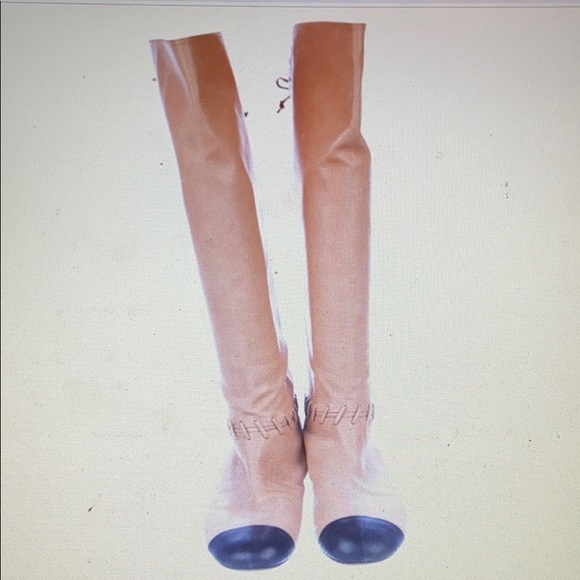 CHANEL Shoes - CHANEL  boots with cap toe over the knee boots